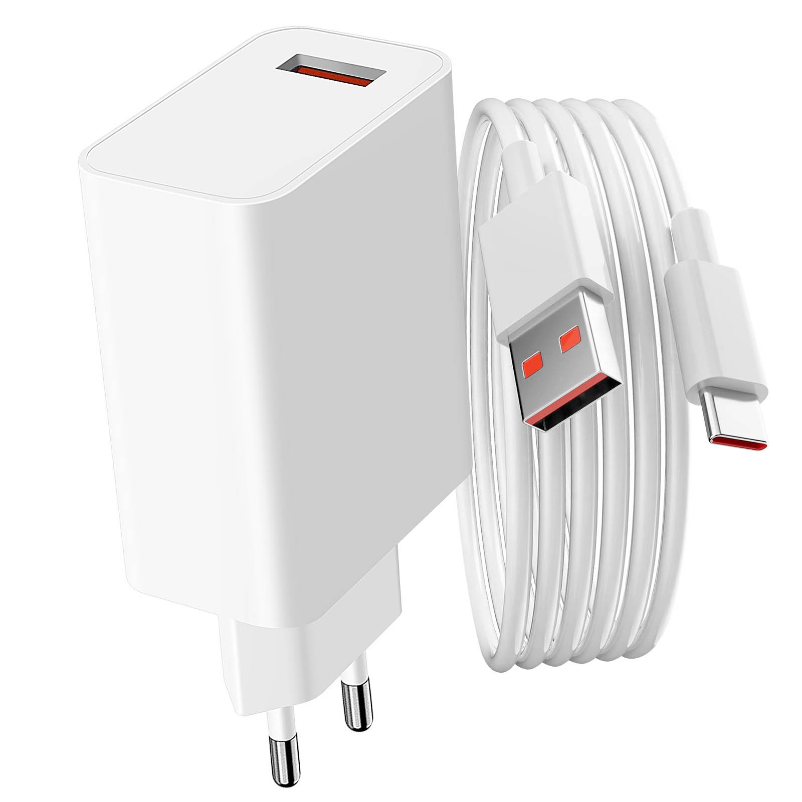 Chargeur secteur USB 33W Xiaomi avec câble USB vers USB-C blanc pour smartphone