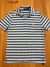 Polo Ralph Lauren Custom Slim Fit Striped Polo Shirt Men  s Small Navy Pocket