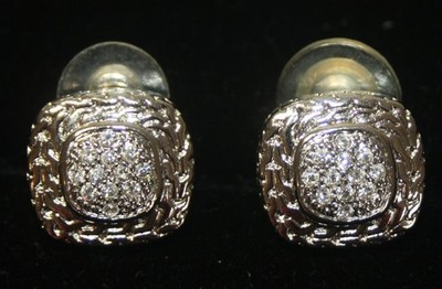 Roman Marcasite Square Studs Pierced Earrings 5/8''