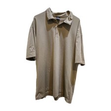 Nike Tiger Woods Dr Pepper Men's XL Golf Polo Shirt Dri-Fit Beige Ribbed Fit Dry