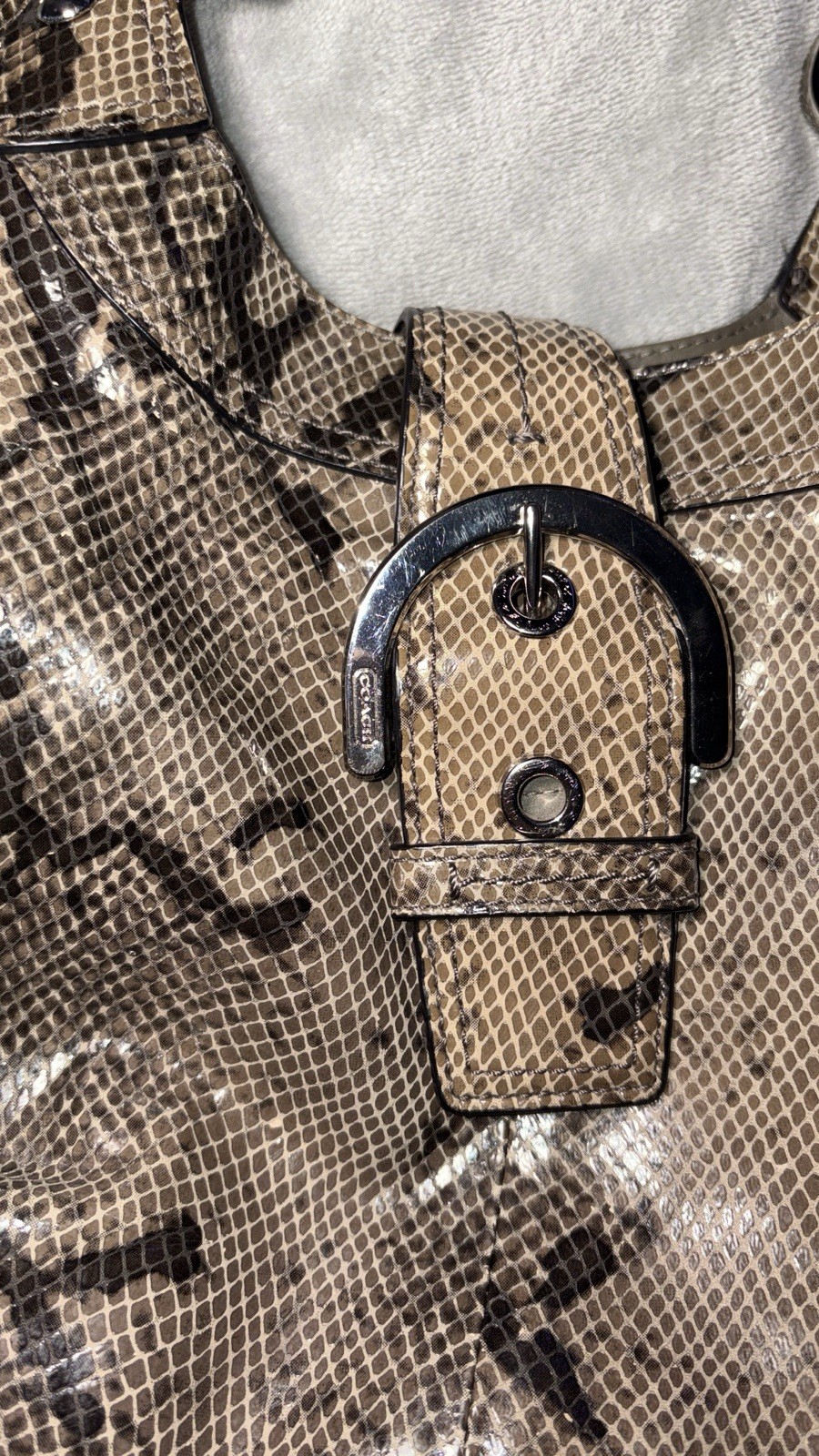 Coach Soho Lynn Python Embossed 3 Compartments Sn… - image 3