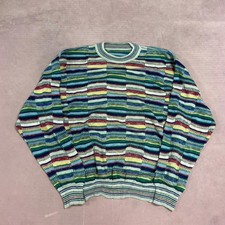 Vintage Knitted Jumper Abstract Patterned Grandad Knit Sweater Men's M
