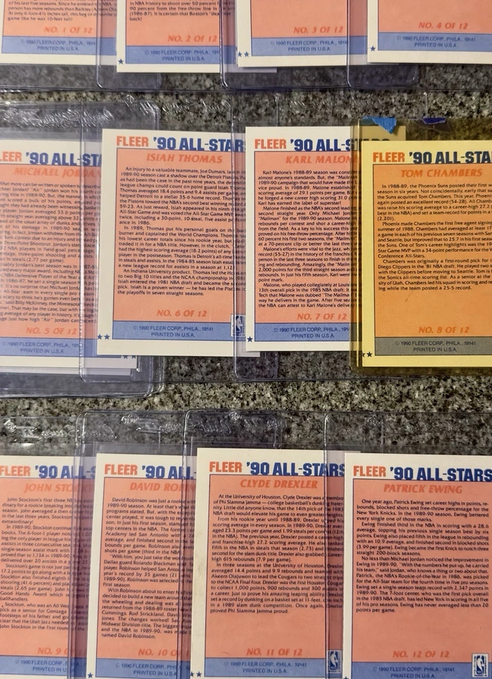 1990-91 Fleer NBA All Star COMPLETE SET OF 12 NEAR MINT OR BETTER  - Image 3 of 4
