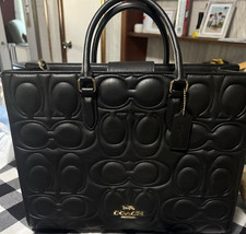 Maggie Coach Large Black Embossed Logo Zip To...