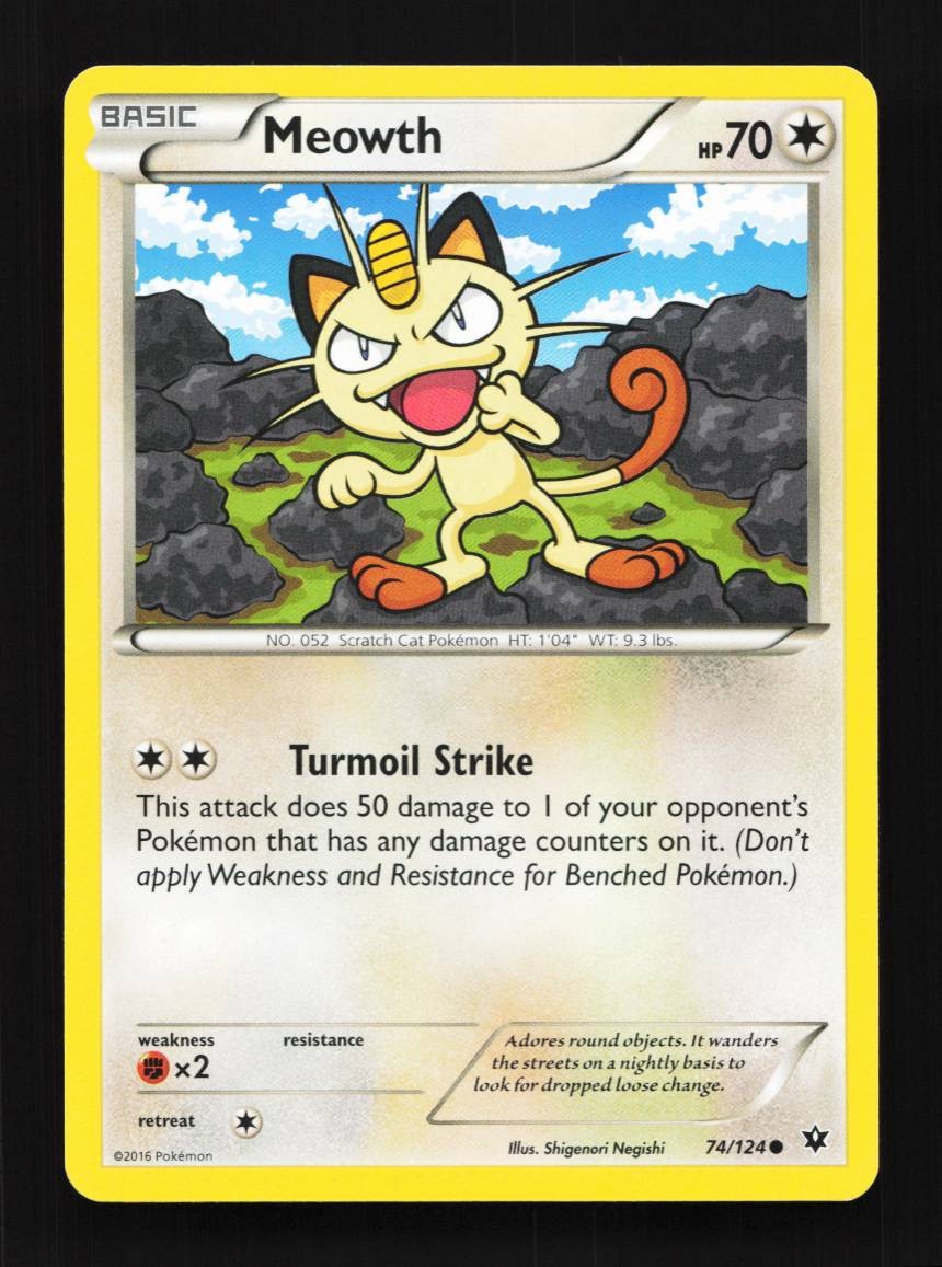 Meowth 74/124 LP Fates Collide English Pokemon Card TCG