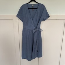 Grae Cove 100% Linen Wrap Dress Women’s XXL Midi Cottage Beach Peasant Pockets