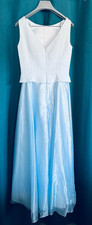Collections Blue and White Long Polyester Formal Wedding Ball Prom Dress Size 10