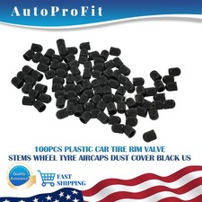 New 100pcs Plastic Car Tire Rim Valve Stems Air Caps Dust Cover Black Wheel Tyre