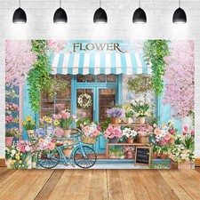 Spring Flower Shop Backdrop Hello Spring Photo Background Pink Floral Shop Photo
