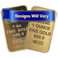1 Troy oz Gold Bar .9999 Fine Random Design Not Sealed 4392.44 per troy oz