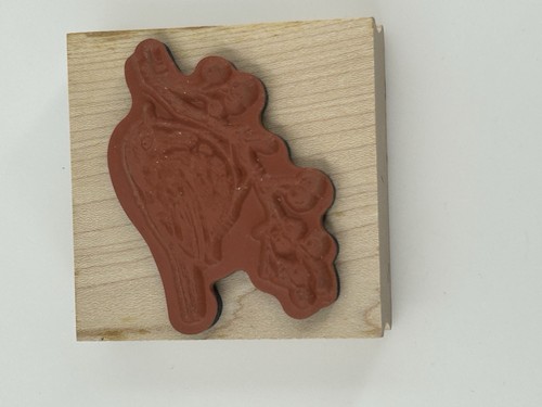 Inkadinkado 97894-O Bird on a Branch with Berries Wood Mount Rubber Stamp - Picture 4 of 6