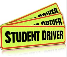 3pcs Student Driver Magnet  XL Reflective Safety Sign, 12" x 3", Black Yellow