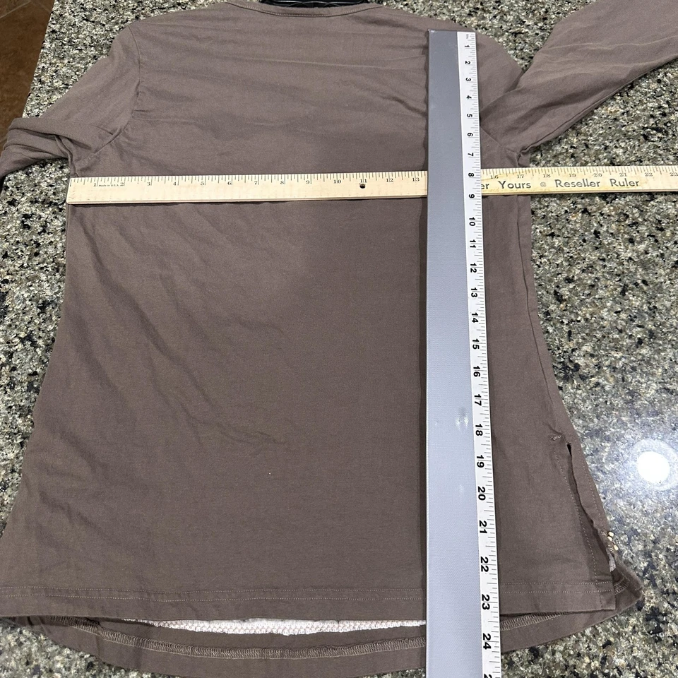 Camisa boho Gloria Vanderbilt para mujer talla L marrón adornada manga larga Foto 3 de 4