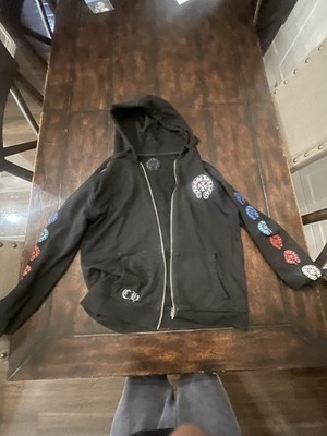 Chrome Hearts Black/Multicolored Horseshoe Logo Zip-Up Hoodie