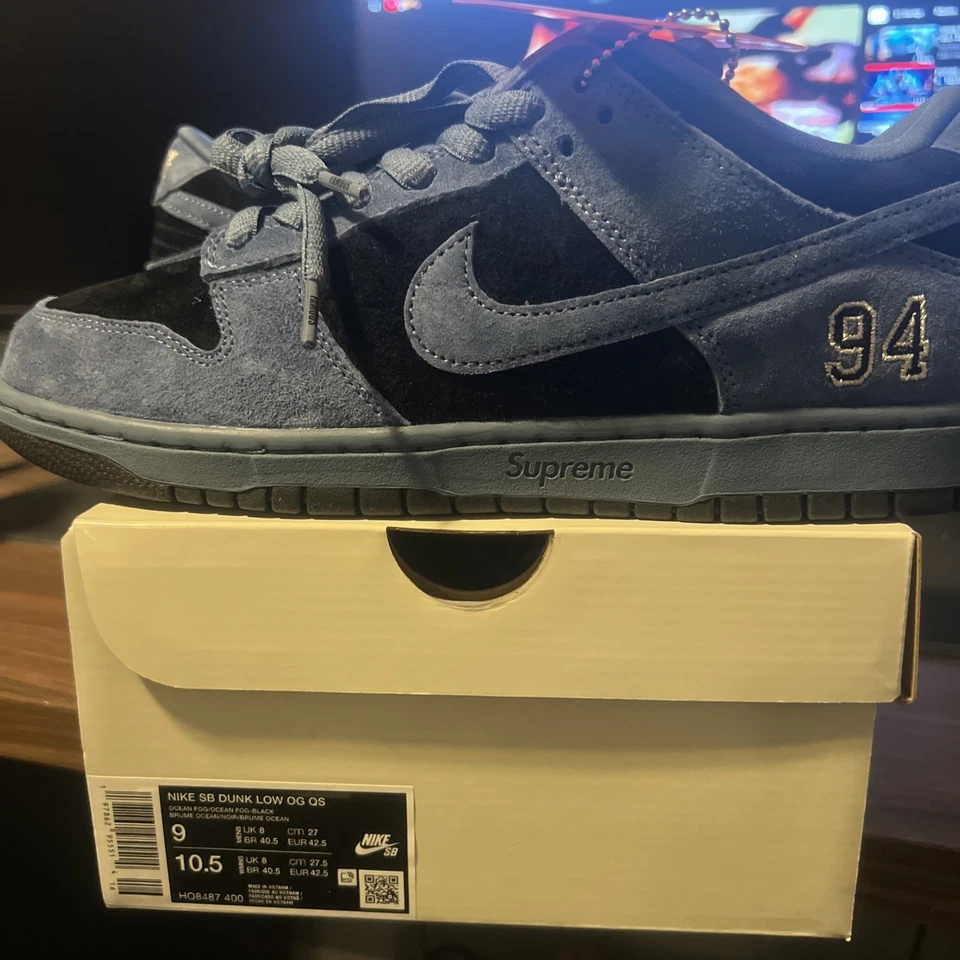 Talla 9 Supreme Nike SB Dunk Low 94 Ocean Fog HQ8487-400 EN MANO SE ENVÍA AHORA Foto 2 de 4