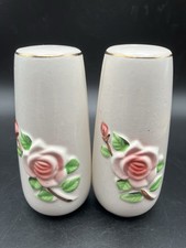 Vintage Embossed Rose Salt and Pepper Shakers made in Japan