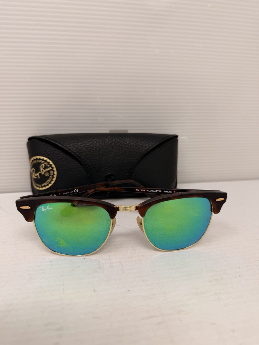RAY BAN Clubmaster Sunglasses Green MIRRORED FLASH RB3016 1145/19