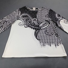 Chico's Tunic Top Paisley Scoop Neck Womens Size 3 Kinit 3/4 Sleeve Multi Color