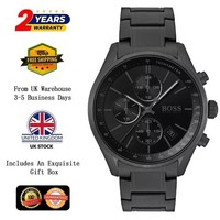 NEW HUGO BOSS 1513676 MEN'S STAINLESS STEEL BLACK STRAP & BLACK DIAL 44MM