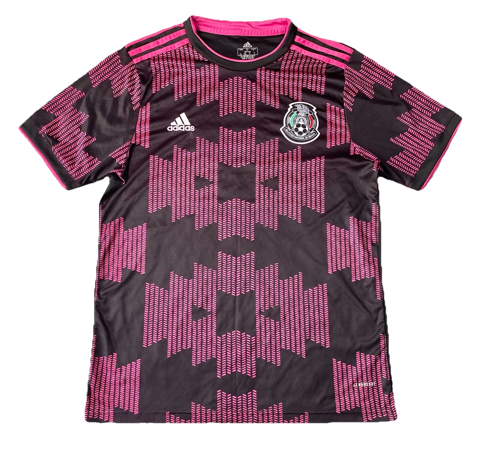 Mexico Adidas 2021 AEROREADY Home Jersey Black/Pink Mens Size Large Soccer