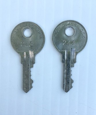 ( 2 ) High Class Lock Flat Brass Key # 243 for Padlock File Cabinet Furniture ?