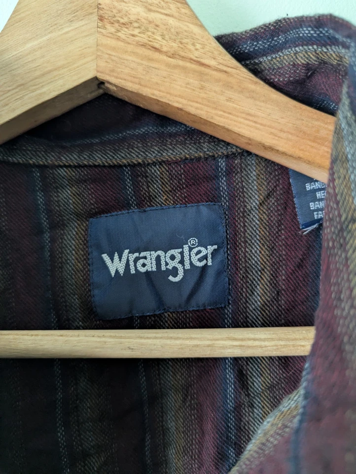 Wrangler Vintage Stripe Flannel Shirt Size L Men's Multi Snap - Image 3 of 3