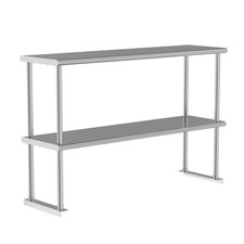 Double Overshelf Double Tier Stainless Steel Shelf 12 x 48 Inches, Adjustable...
