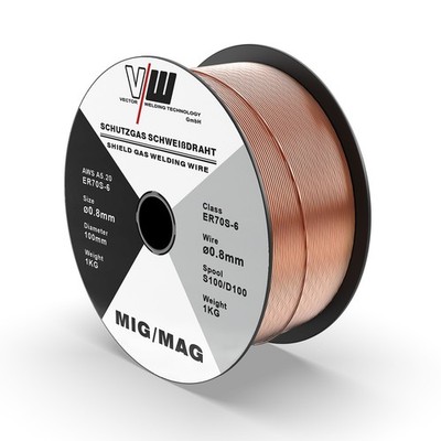 1x MIG MAG Schweißdraht Drahtrolle Stahl ER70S-6, SG 2 | Ø 0,8 / 1 kg D100 Rolle