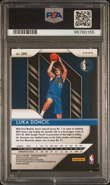 2018 PANINI PRIZM LUKA DONCIC #280 RED/WHITE/BLUE PRIZM ROOKIE PSA 9 0155 🔥RC🔥 view 2