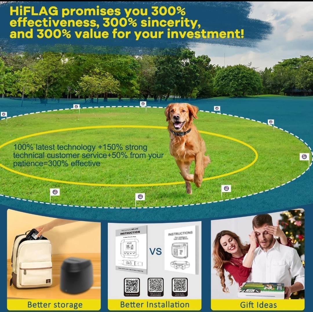 Latest 2025 AI Tech Rechargeable Wireless Electric Dog Fence System. FREE S&H