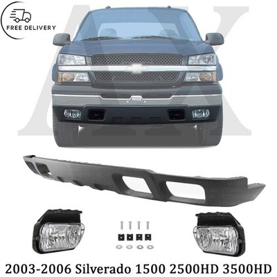 Front Lower Valance & Fog Lights For 2003-2006 Silverado 1500 2500HD 3500HD
