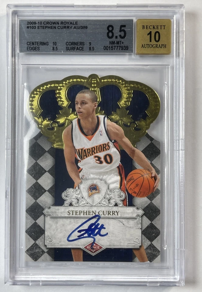 STEPHEN CURRY BGS 2009-10 PANINI CROWN ROYALE #103 ROOKIE AUTOGRAPH RC AUTO /399
