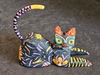 Mexico Oaxacan Folk Art Wood Carved Hand Painted Cat  Signed — photo 2