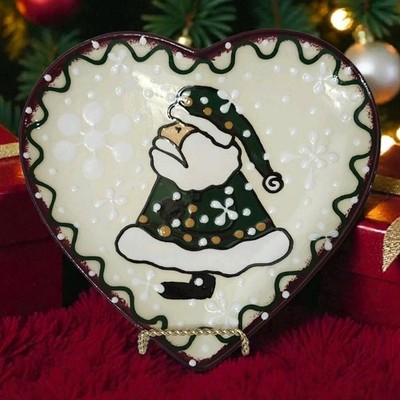 Vtg Expressly Yours 9.5'' Heart Shaped Santa Claus Treat Cookie Plate Holiday EC 