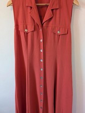 Vintage Sleeveless Button-up Midi Dress in Terracotta/burnt orange
