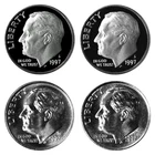 1997 P D S S Roosevelt Dime Year Set Silver & Clad Proof & BU In Cello
