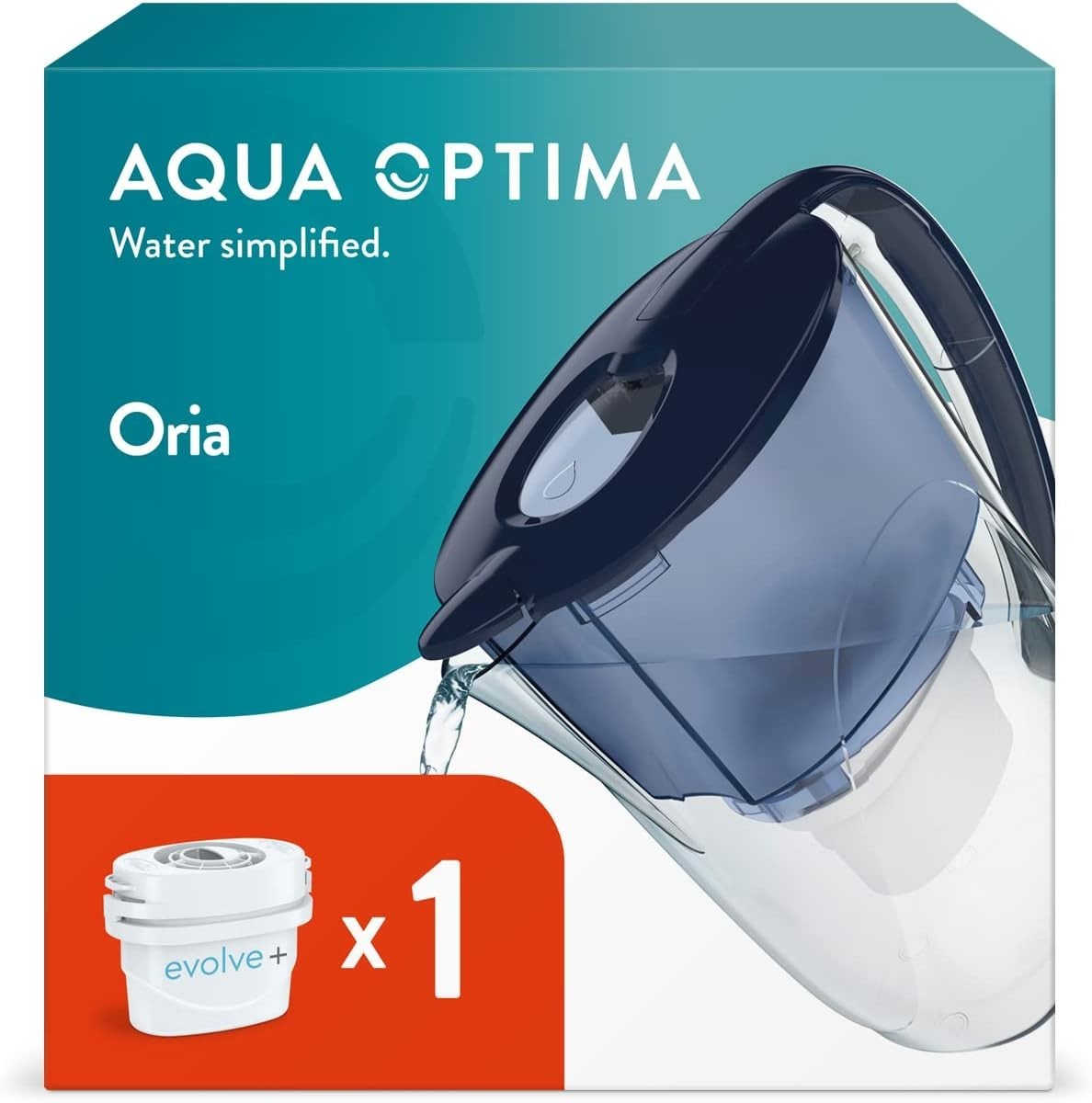 B&Q - Water Filter Jug Oria 2.8L & 1 Evolve+ Filter (1 Month Pack) Blue - Image 2
