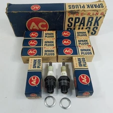 Lot 8 Vintage AC Fire Ring Spark Plugs 44 In Original Boxes & Outer Box NOS