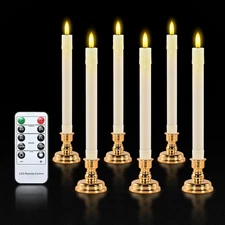 6 Pack Flameless Candles with Remote Control Timer, Flickering LED Taper Cand...