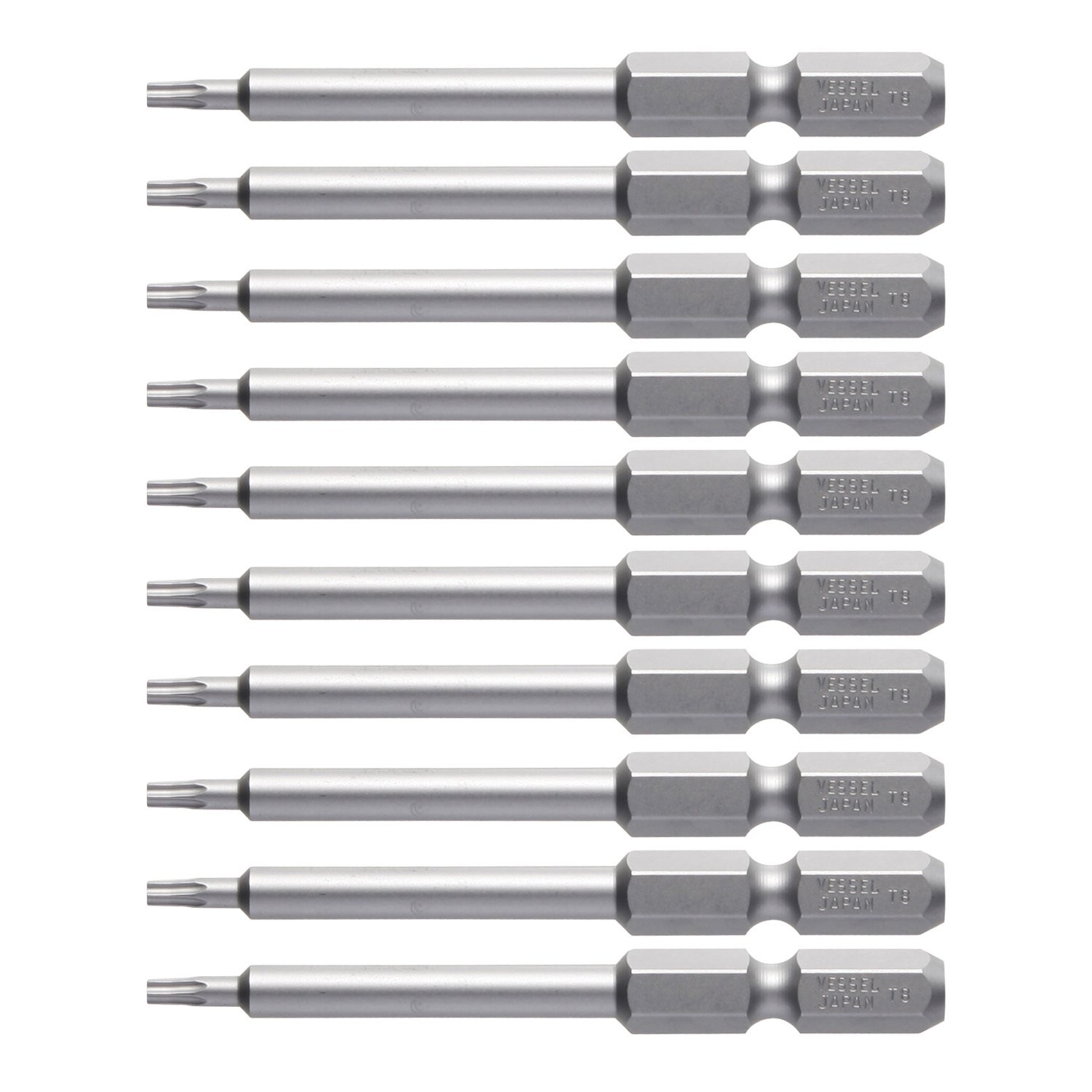 VESSEL 10-Piece T8 Torx Bit Set 65mm V ZP Premium