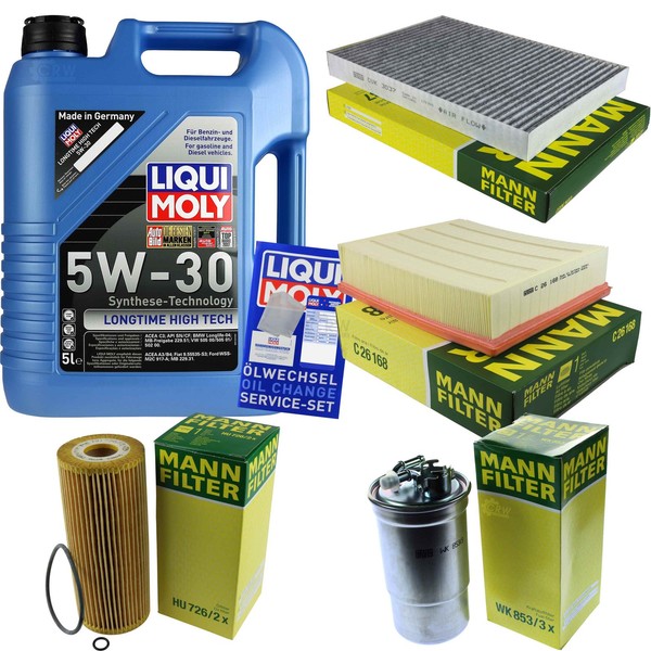 Mann Inspektionspaket 5L Liqui Moly Longtime 5W-30 FüR Audi A6 Avant 1.9 TDI-image