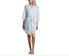 Linea Donatella Womens Luxe Satin Bridal Robe Light Blue Size XL 9780