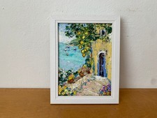 Terrace by the Sea in Amal Oil Painting On Canvas Board Abstract Summer Seascape