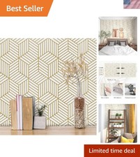Geometric Peel and Stick Wallpaper Gold 118In L 17.7In W Self Adhesive Remova...
