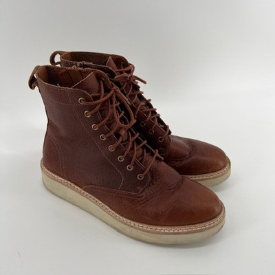 Clarks Trace Pine Lace Up Ankle Boots Womens 8.5 Camel Pebbled Leather Rugged