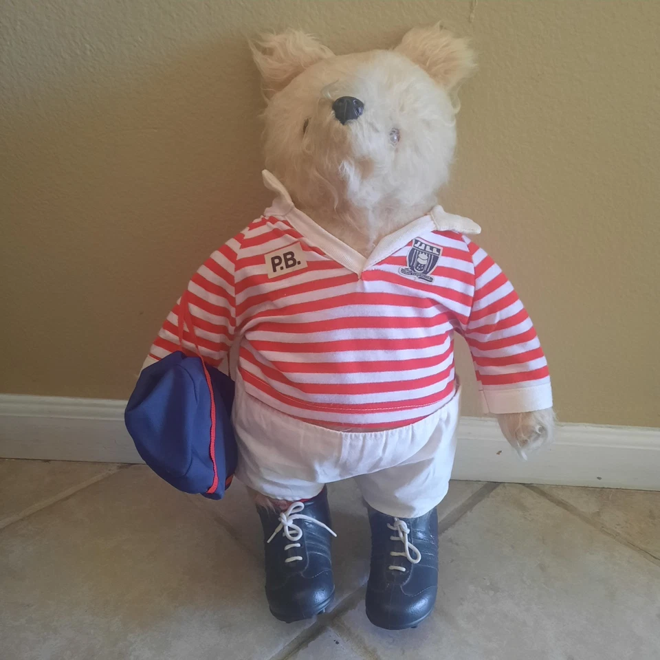 Vintage 1972 Gabrielle Designs Rugby Paddington Bear #14 Soccer Jersey 19" - Image 1 of 4
