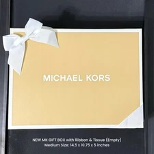 NEW! Michael Kors Medium Gift Box w/ Ribbon&Tissue (Empty), 14.5x10.75x5 inches