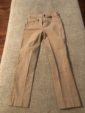 Dublin Pull-On Riding Pants Youth Sz 12 Suede Knee Breeches Tan Khaki Equestrian