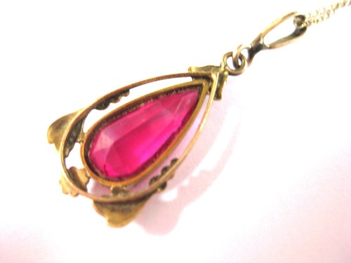 Art Nouveau Pendant with Necklace, Gold 585, 1,98 G - Picture 3 of 3