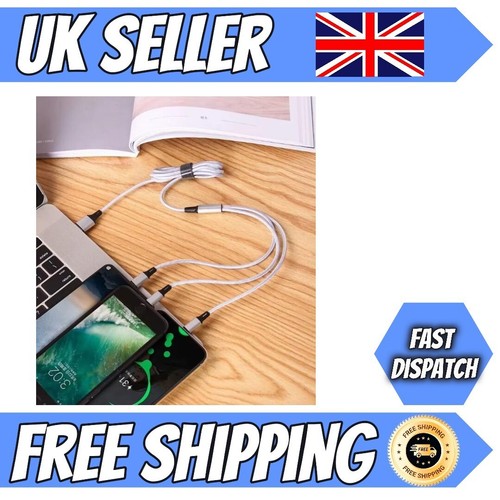 3 in 1 Multi Head USB Ladegerät Ladekabel für die meisten Geräte NEU UK VERKÄUFER SCHNELL - Bild 4 von 5